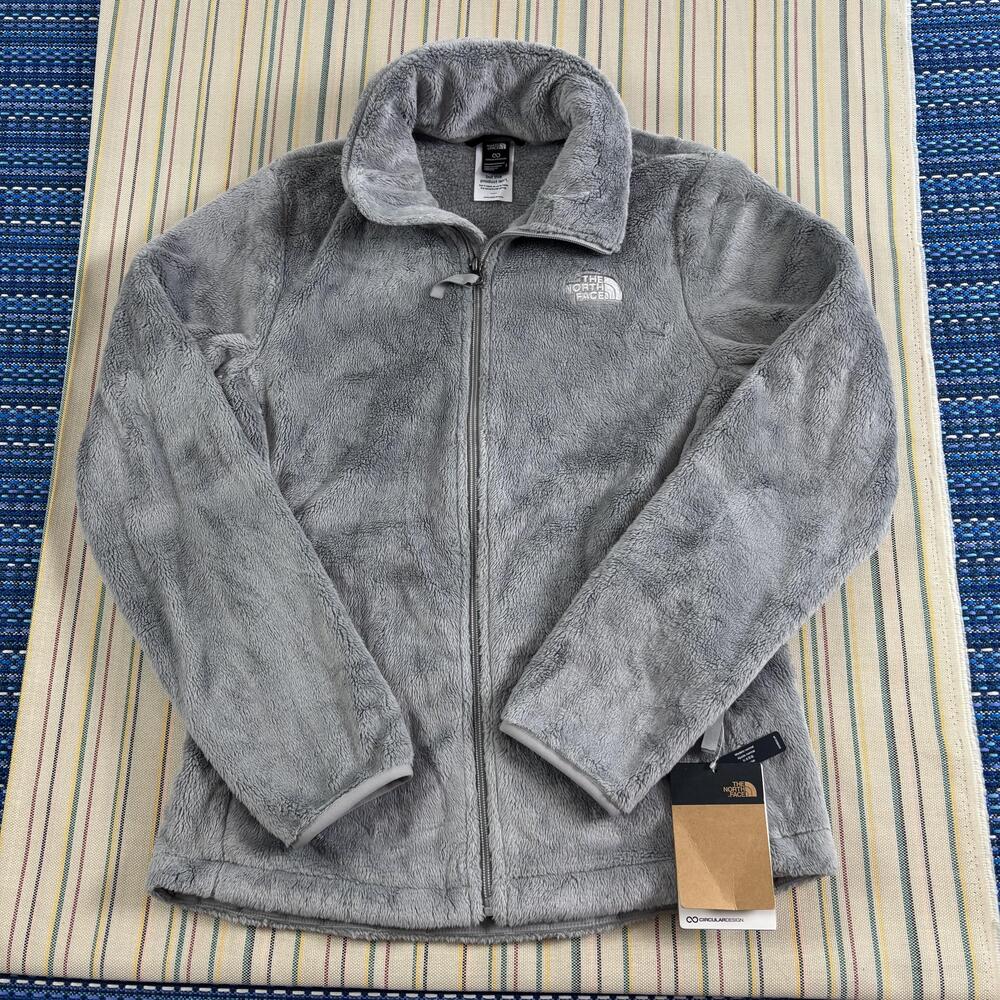 The North Face Osito Fleece Jacket Womens Small Gray Full Zip Soft Plush NEW